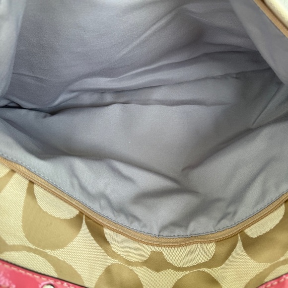 Coach Signature Khaki Canvas & Pink Leather Large Diaper Bag  Tote F19202 - Picture 10 of 16